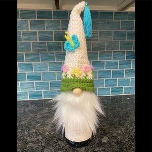 Handmade crotchet Easter gnome wine bottle topper